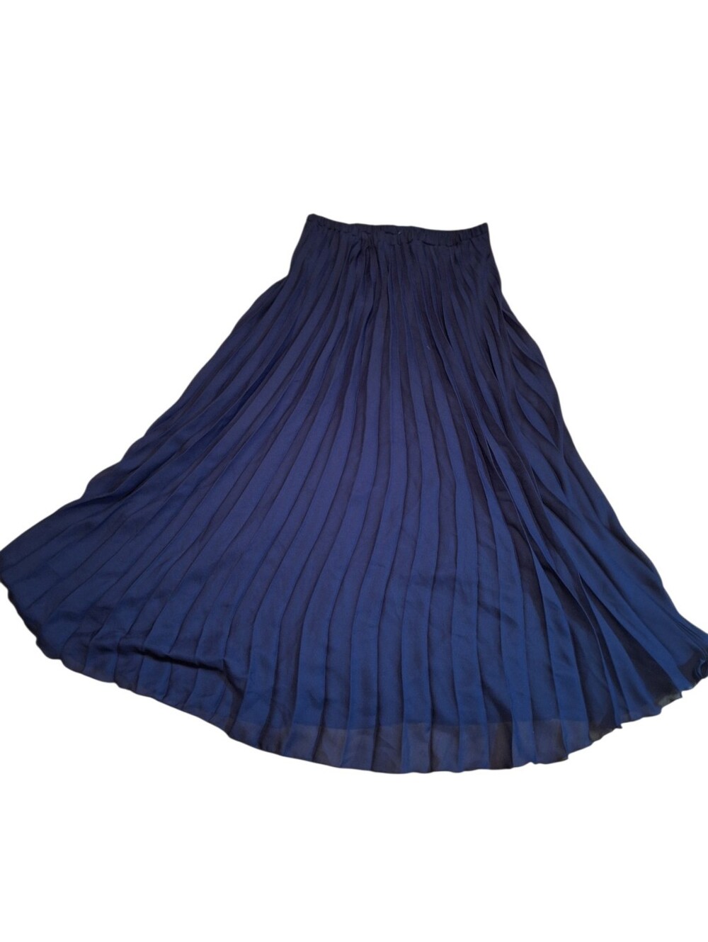 Sunny Leigh Navy Pleated Maxi Skirt ladies Large GALACTICA USA Chiffon Bohemian